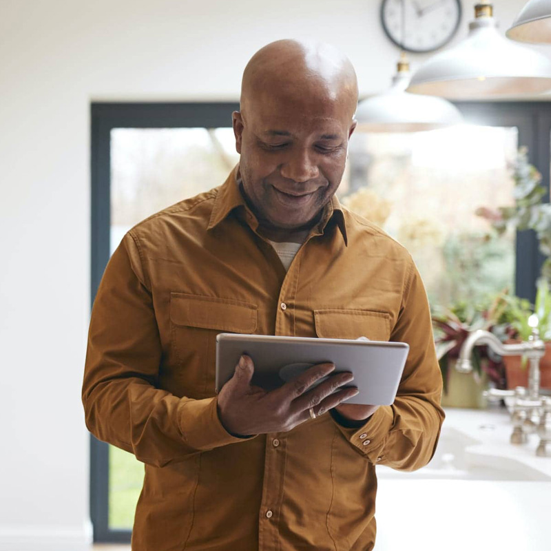 Man using a tablet.